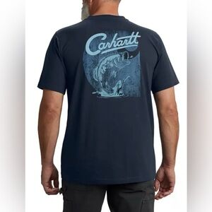 NWT Carhartt navy blue fishing graphic tee tshirt XL